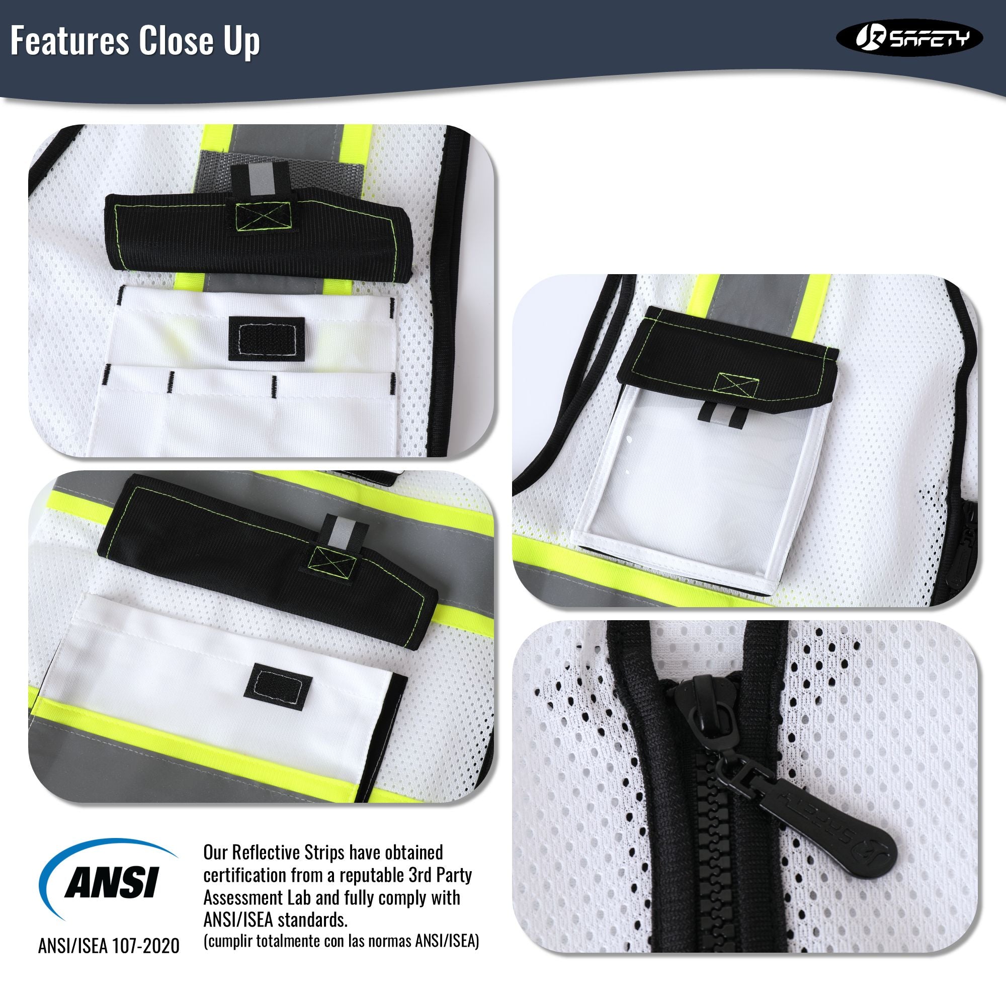 JKSafety 8 Pockets Two-Tone Mesh Hi-Vis Reflective Safety Vests (JK220)