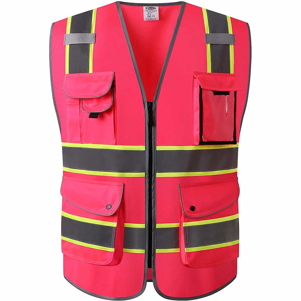 JKSafety 9 Pockets Two-Tone Hi-Vis Reflective Safety Vest (JK901)