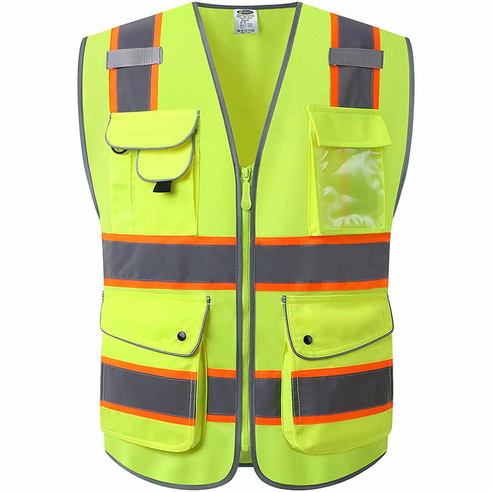 JKSafety 9 Pockets Two-Tone Hi-Vis Reflective Safety Vest (JK901)