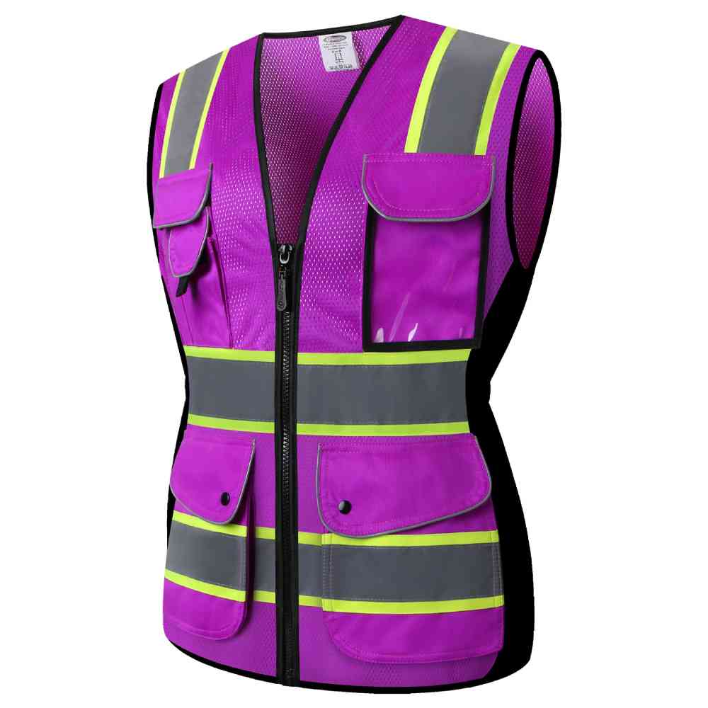 JKSafety 9 Pockets Women Mesh Two-Tone Hi-Vis Reflective Safety Vest (JK168)
