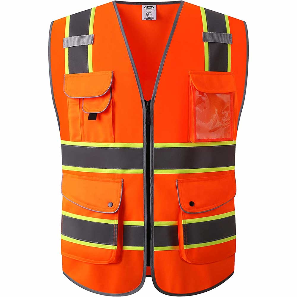 JKSafety 9 Pockets Two-Tone Hi-Vis Reflective Safety Vest (JK901)