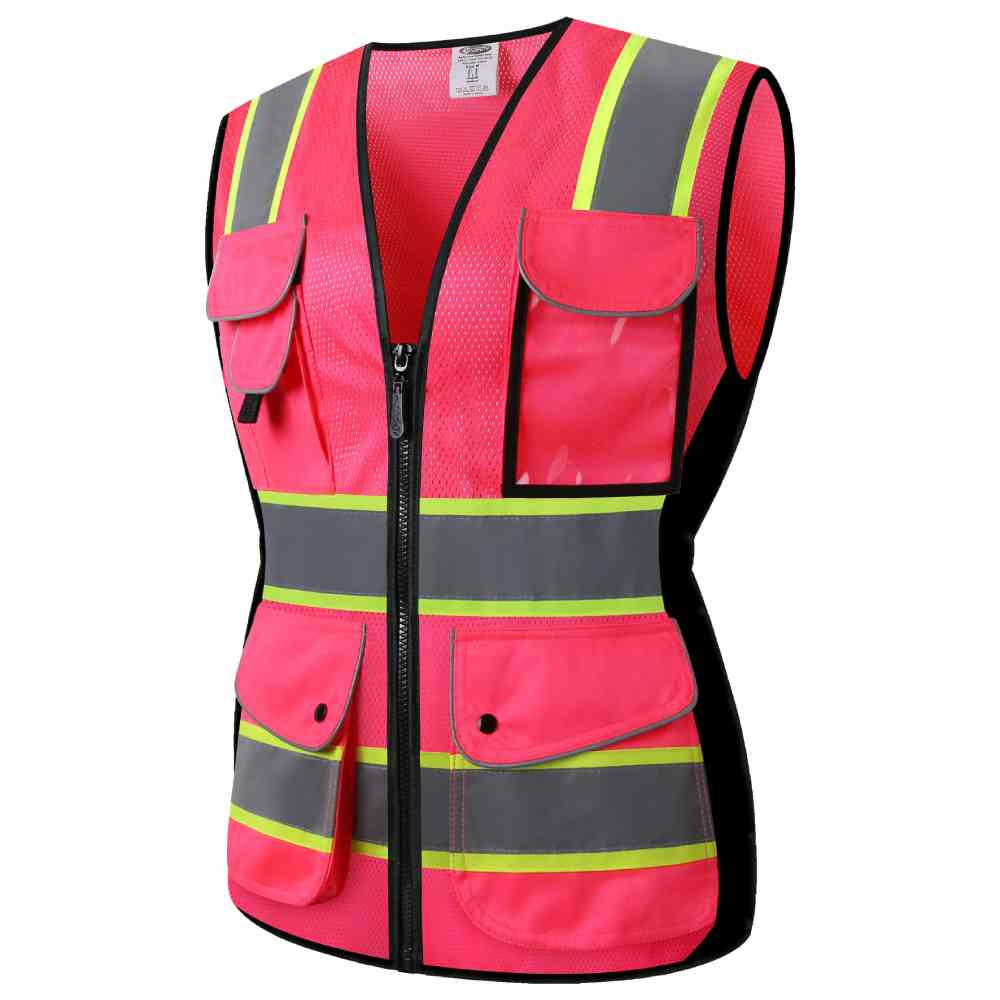 JKSafety 9 Pockets Women Mesh Two-Tone Hi-Vis Reflective Safety Vest (JK168)