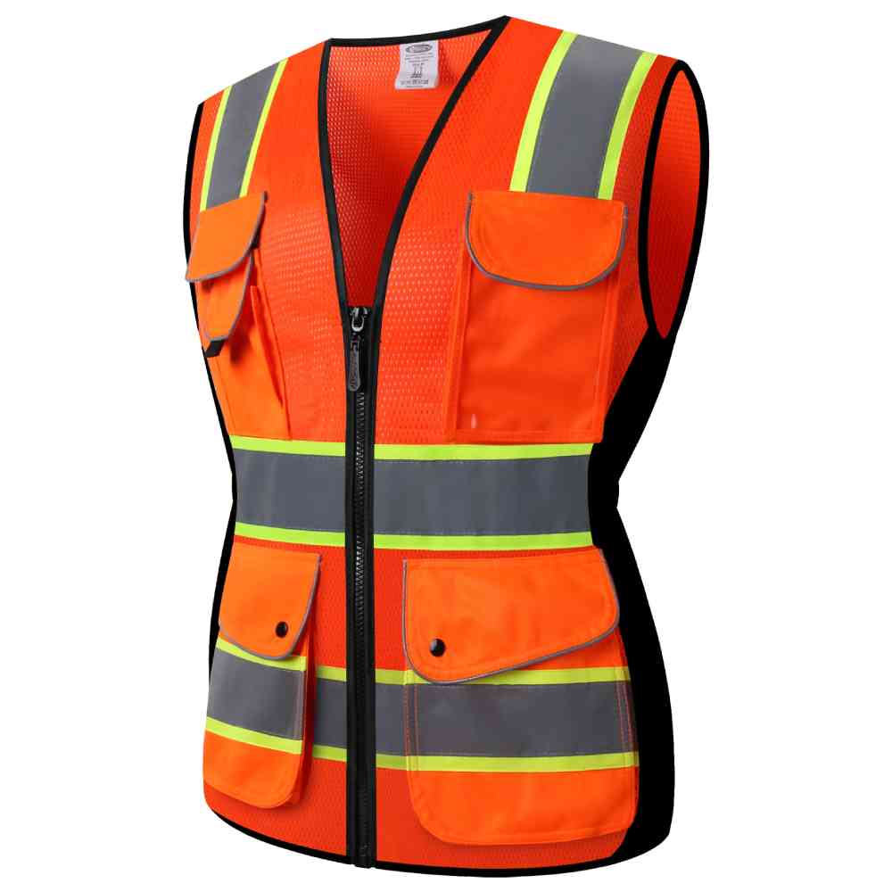 JKSafety 9 Pockets Women Mesh Two-Tone Hi-Vis Reflective Safety Vest (JK168)