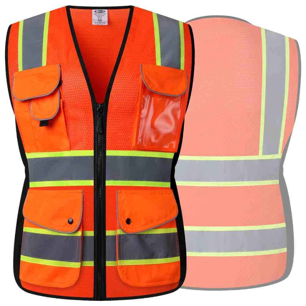 JKSafety 9 Pockets Women Mesh Two-Tone Hi-Vis Reflective Safety Vest (JK168)