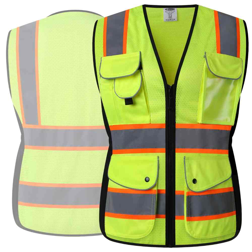 JKSafety 9 Pockets Women Mesh Two-Tone Hi-Vis Reflective Safety Vest (JK168)