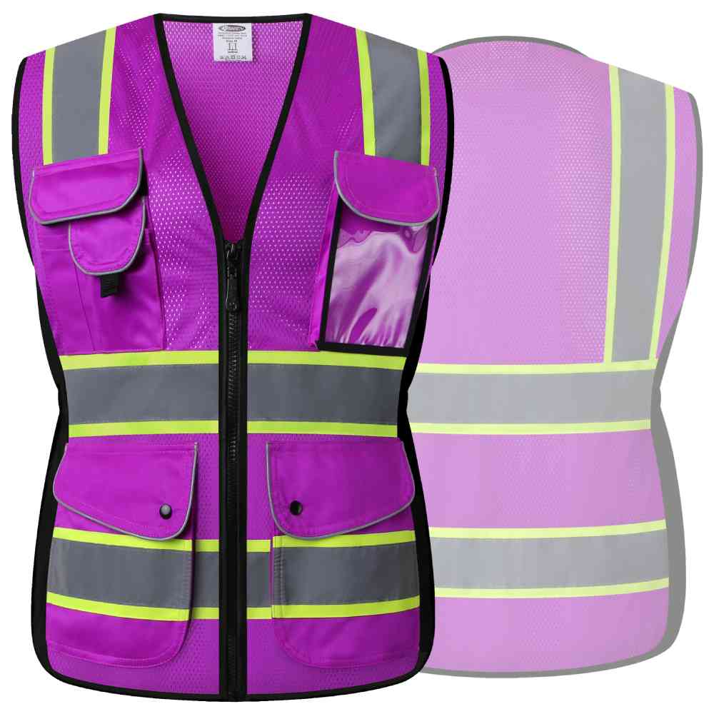 JKSafety 9 Pockets Women Mesh Two-Tone Hi-Vis Reflective Safety Vest (JK168)