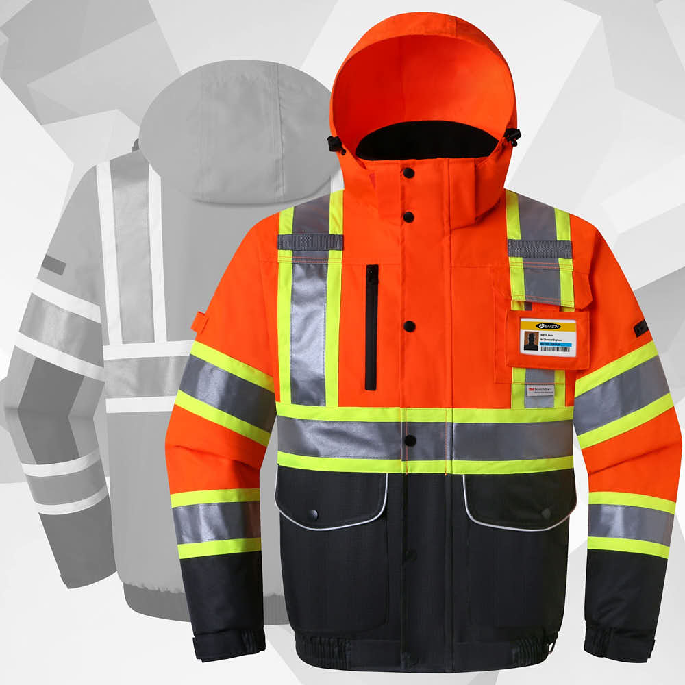 JKSafety 10 Pockets Waterproof Hi-Vis Reflective Winter Bomber Jacket (JK118)