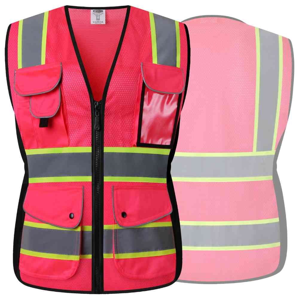JKSafety 9 Pockets Women Mesh Two-Tone Hi-Vis Reflective Safety Vest (JK168)