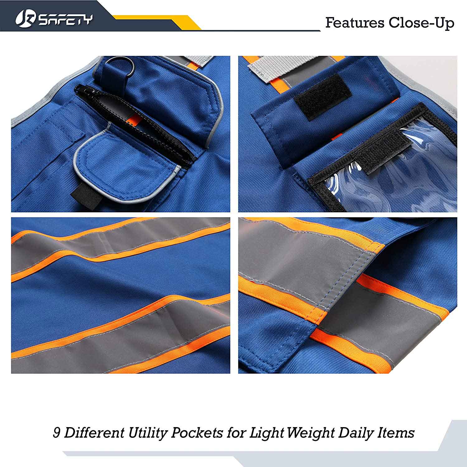 JKSafety 9 Pockets Two-Tone Hi-Vis Reflective Safety Vest (JK901)