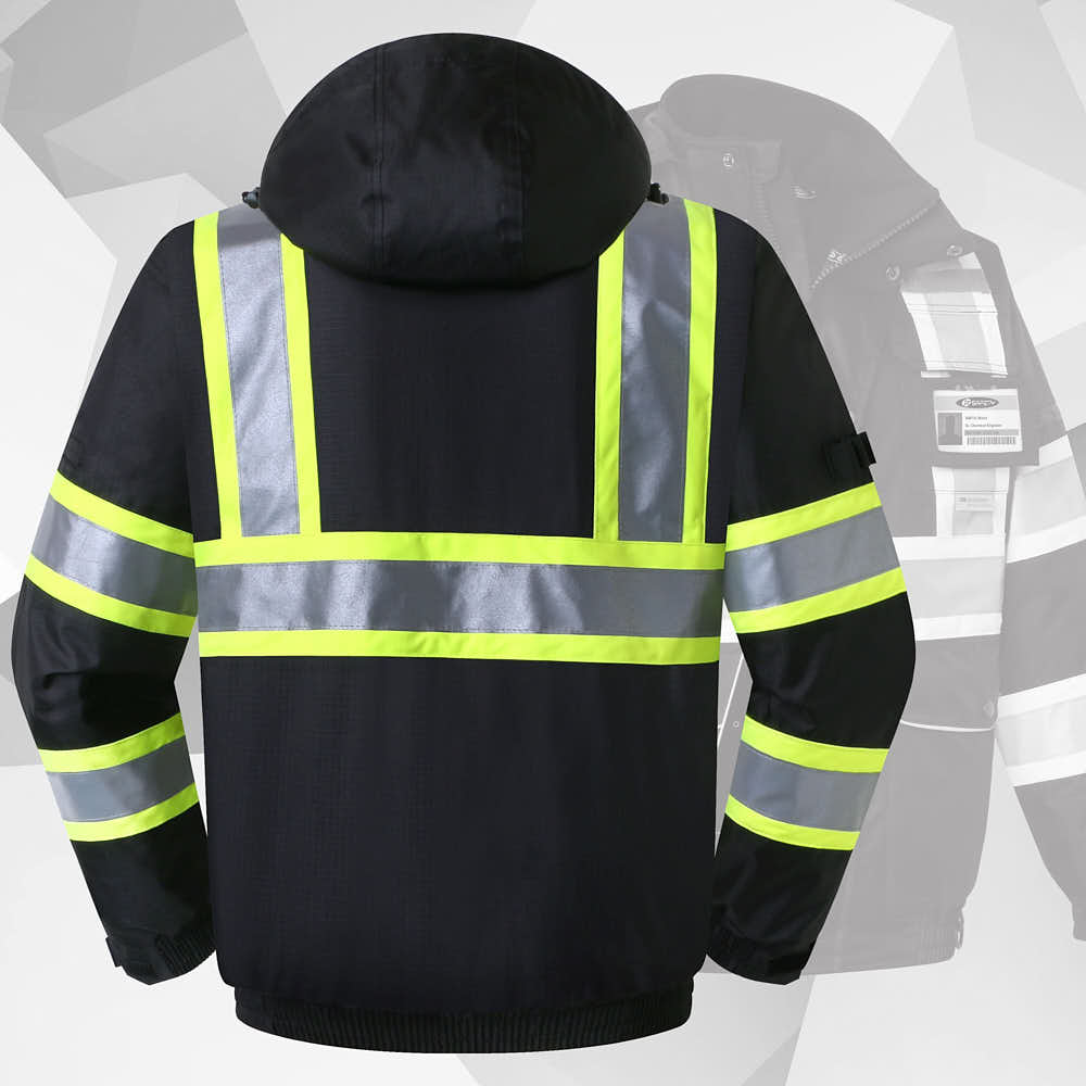 JKSafety 10 Pockets Waterproof Hi-Vis Reflective Winter Bomber Jacket (JK118)