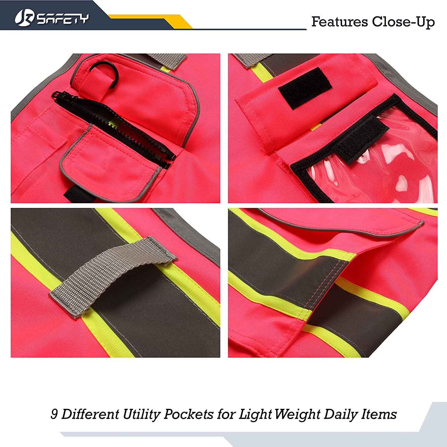 JKSafety 9 Pockets Two-Tone Hi-Vis Reflective Safety Vest (JK901)