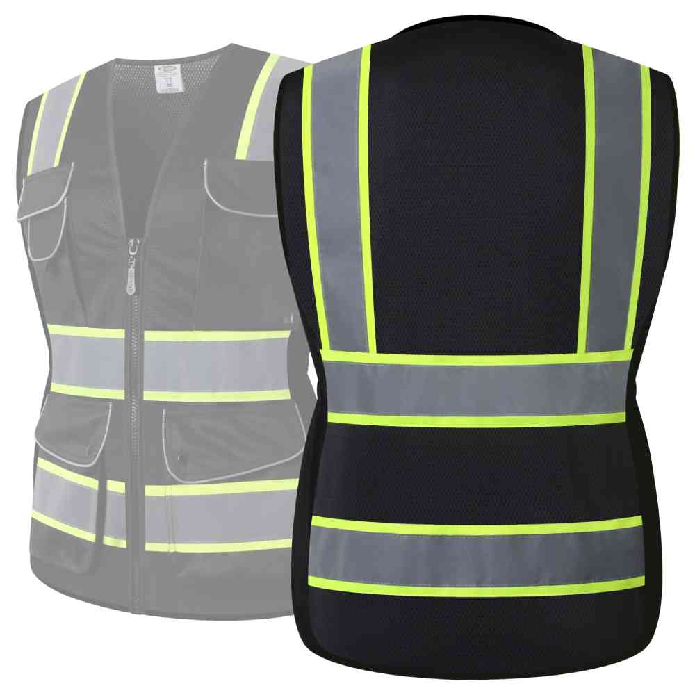 JKSafety 9 Pockets Women Mesh Two-Tone Hi-Vis Reflective Safety Vest (JK168)