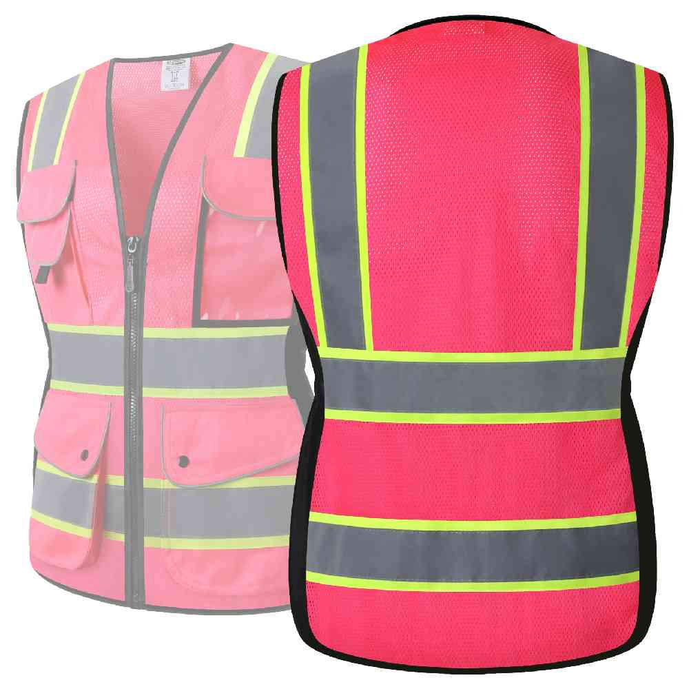 JKSafety 9 Pockets Women Mesh Two-Tone Hi-Vis Reflective Safety Vest (JK168)