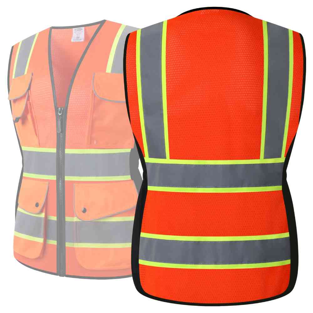 JKSafety 9 Pockets Women Mesh Two-Tone Hi-Vis Reflective Safety Vest (JK168)