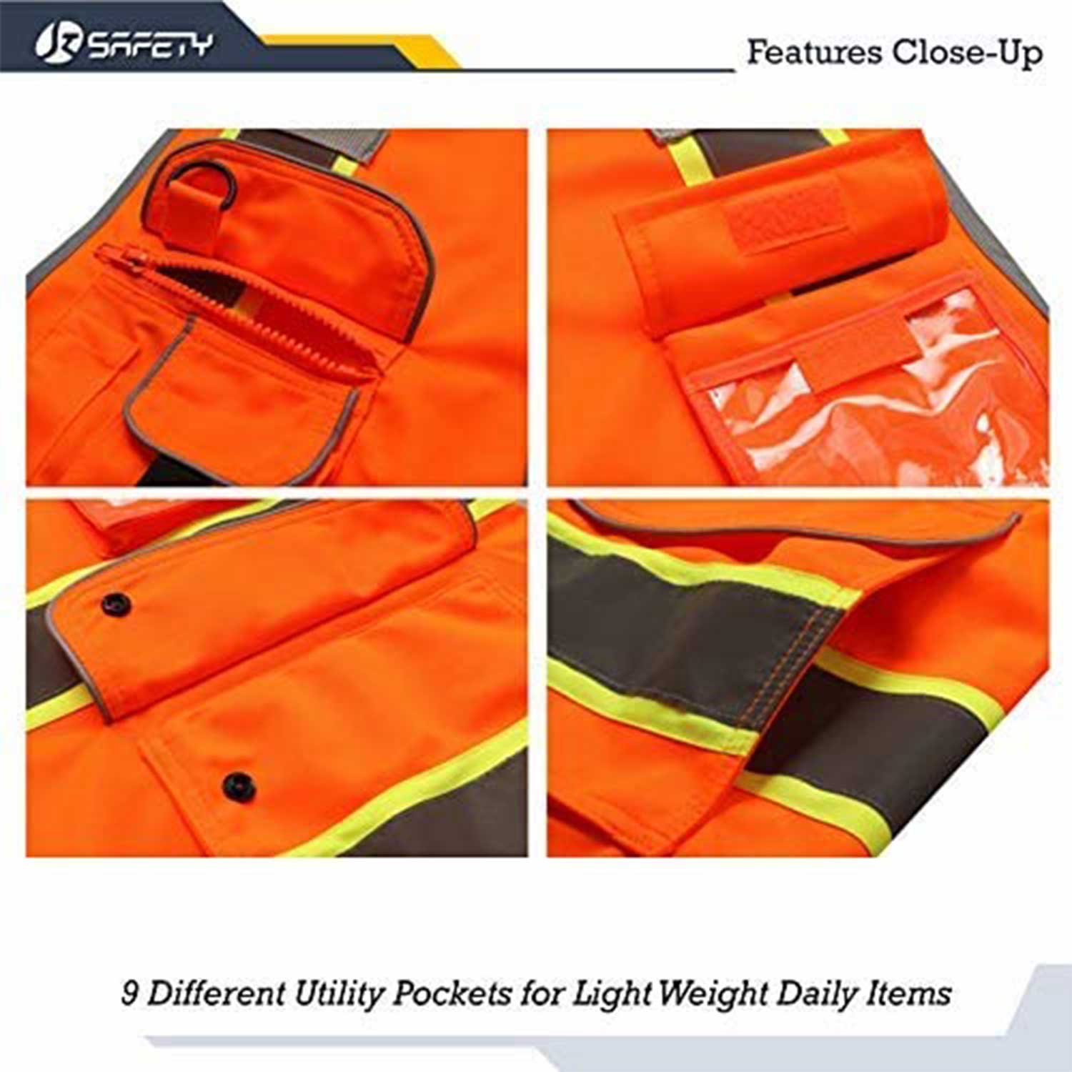 JKSafety 9 Pockets Two-Tone Hi-Vis Reflective Safety Vest (JK901)