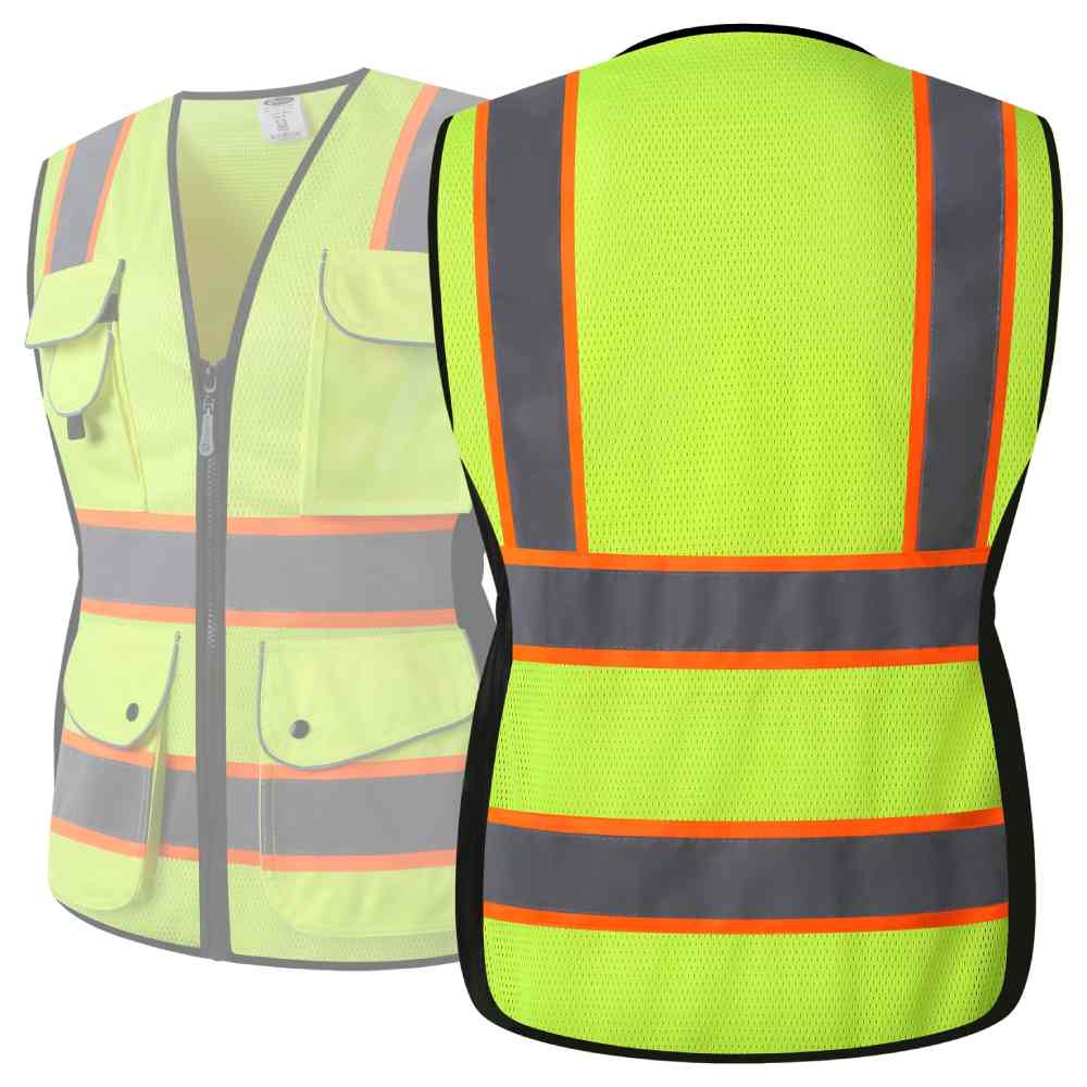 JKSafety 9 Pockets Women Mesh Two-Tone Hi-Vis Reflective Safety Vest (JK168)