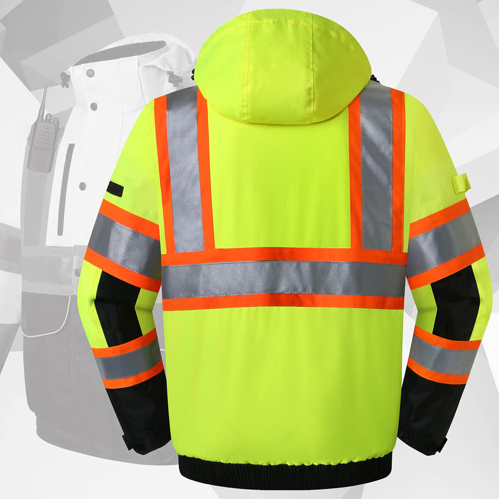 JKSafety 10 Pockets Waterproof Hi-Vis Reflective Winter Bomber Jacket (JK118)