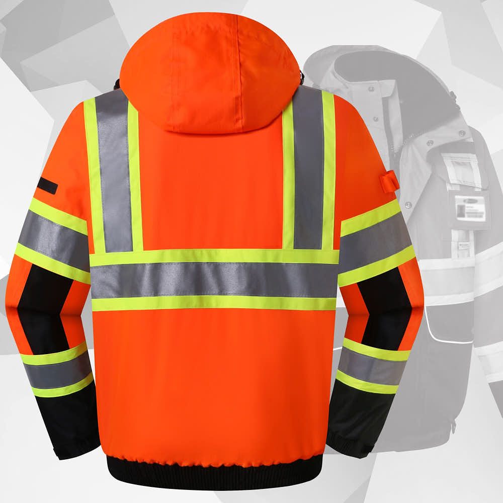 JKSafety 10 Pockets Waterproof Hi-Vis Reflective Winter Bomber Jacket (JK118)