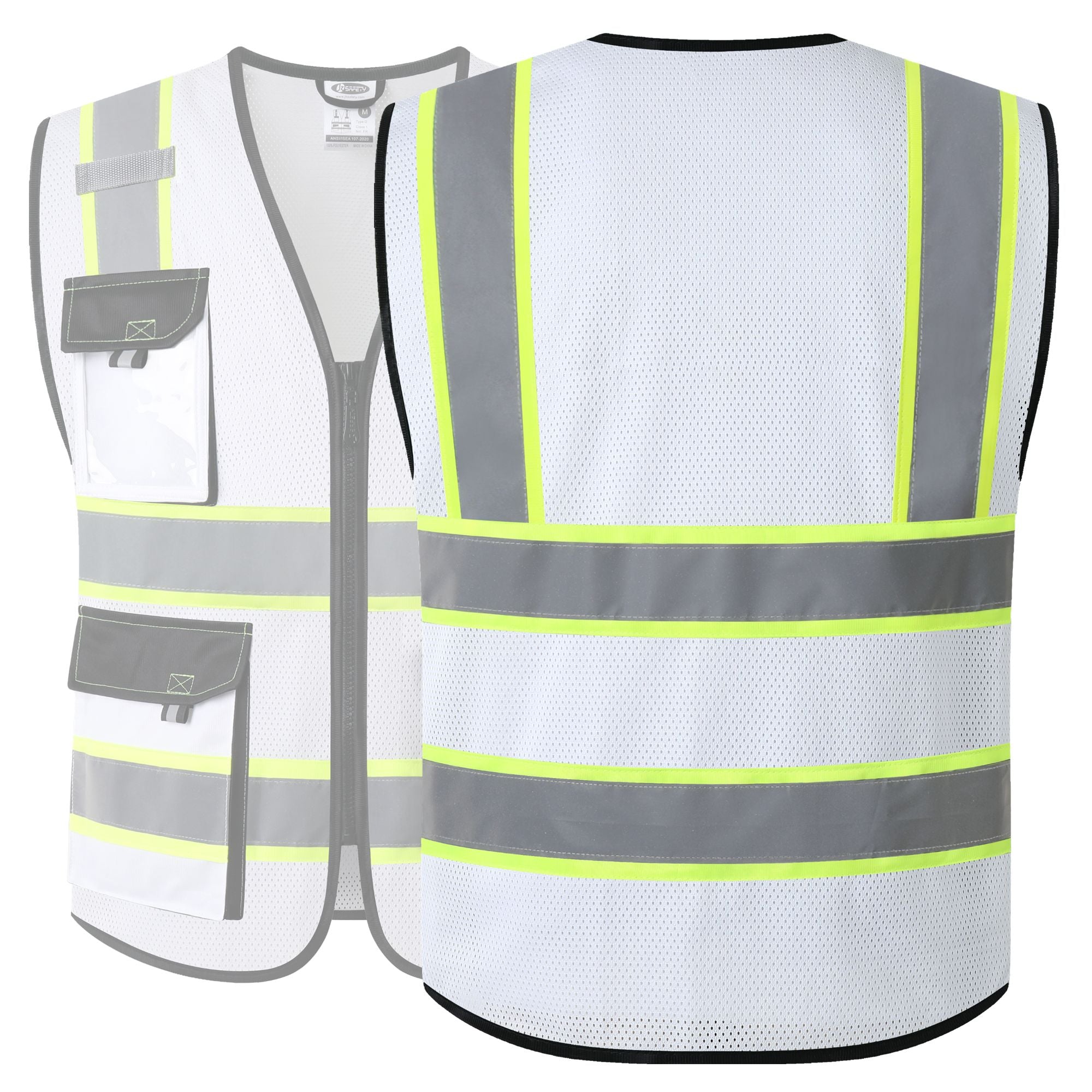 JKSafety 8 Pockets Two-Tone Mesh Hi-Vis Reflective Safety Vests (JK220)