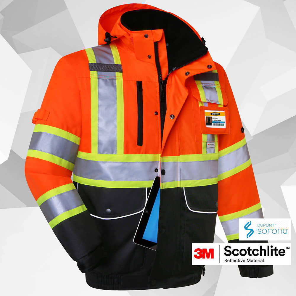 JKSafety 10 Pockets Waterproof Hi-Vis Reflective Winter Bomber Jacket (JK118)