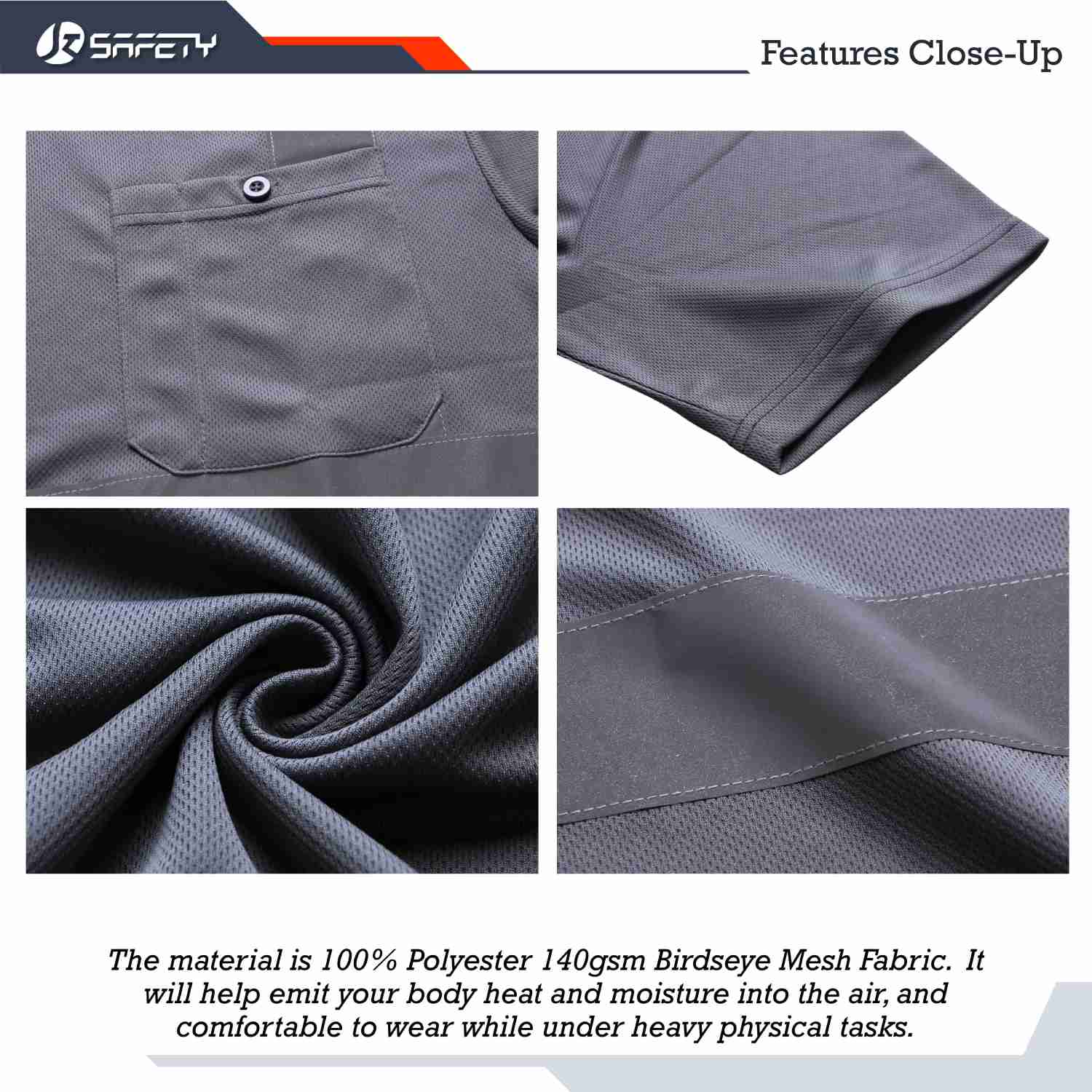 JKSafety Hi-Vis Reflective Safety Shirt Short Sleeve, Crew Neck (JKT077)