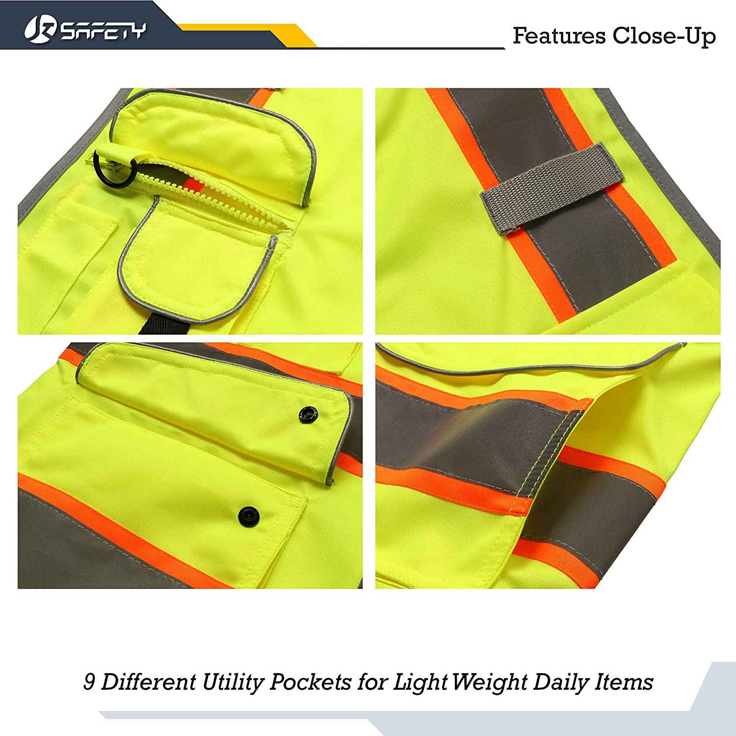 JKSafety 9 Pockets Two-Tone Hi-Vis Reflective Safety Vest (JK901)