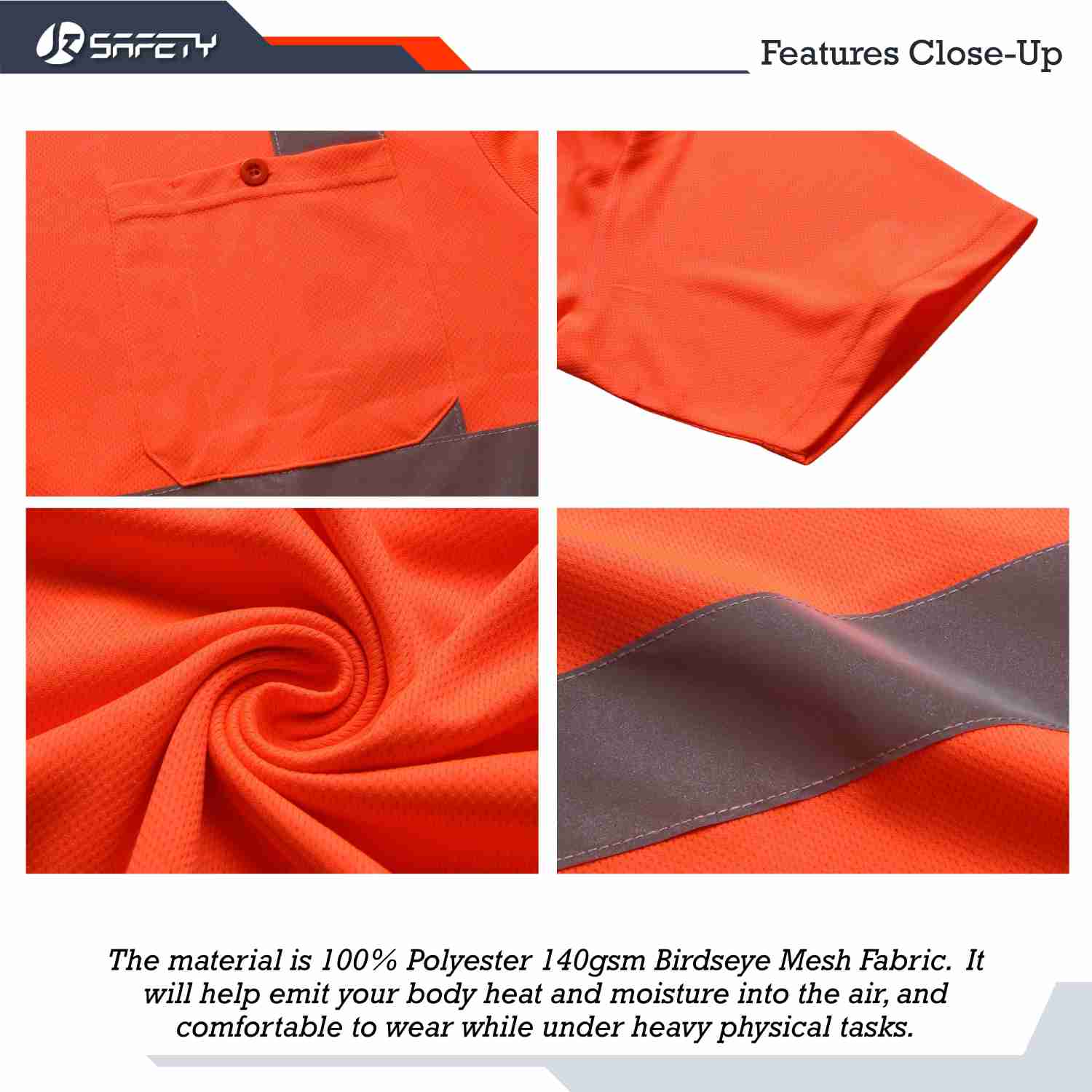 JKSafety Hi-Vis Reflective Safety Shirt Short Sleeve, Crew Neck (JKT077)