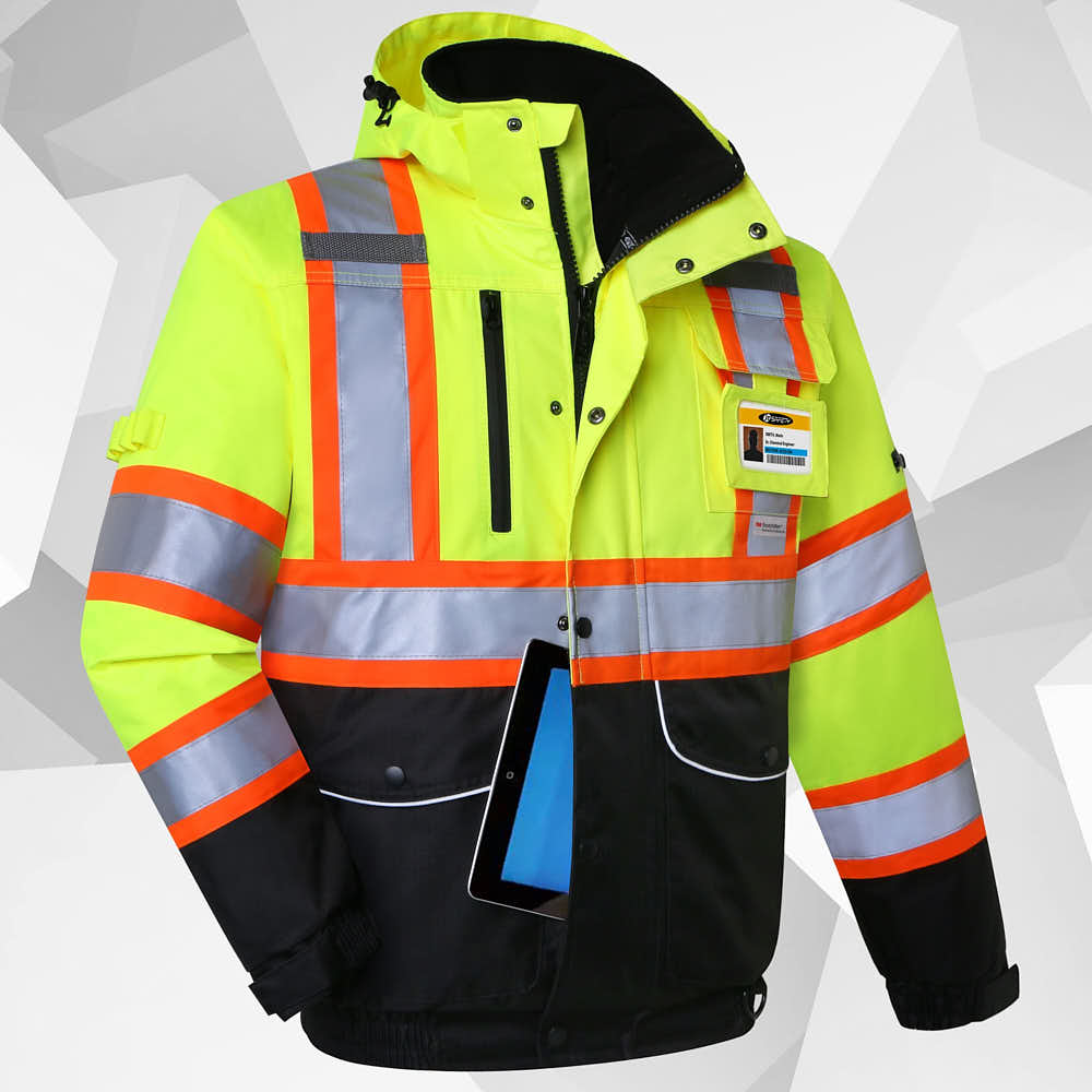 JKSafety 10 Pockets Waterproof Hi-Vis Reflective Winter Bomber Jacket (JK118)