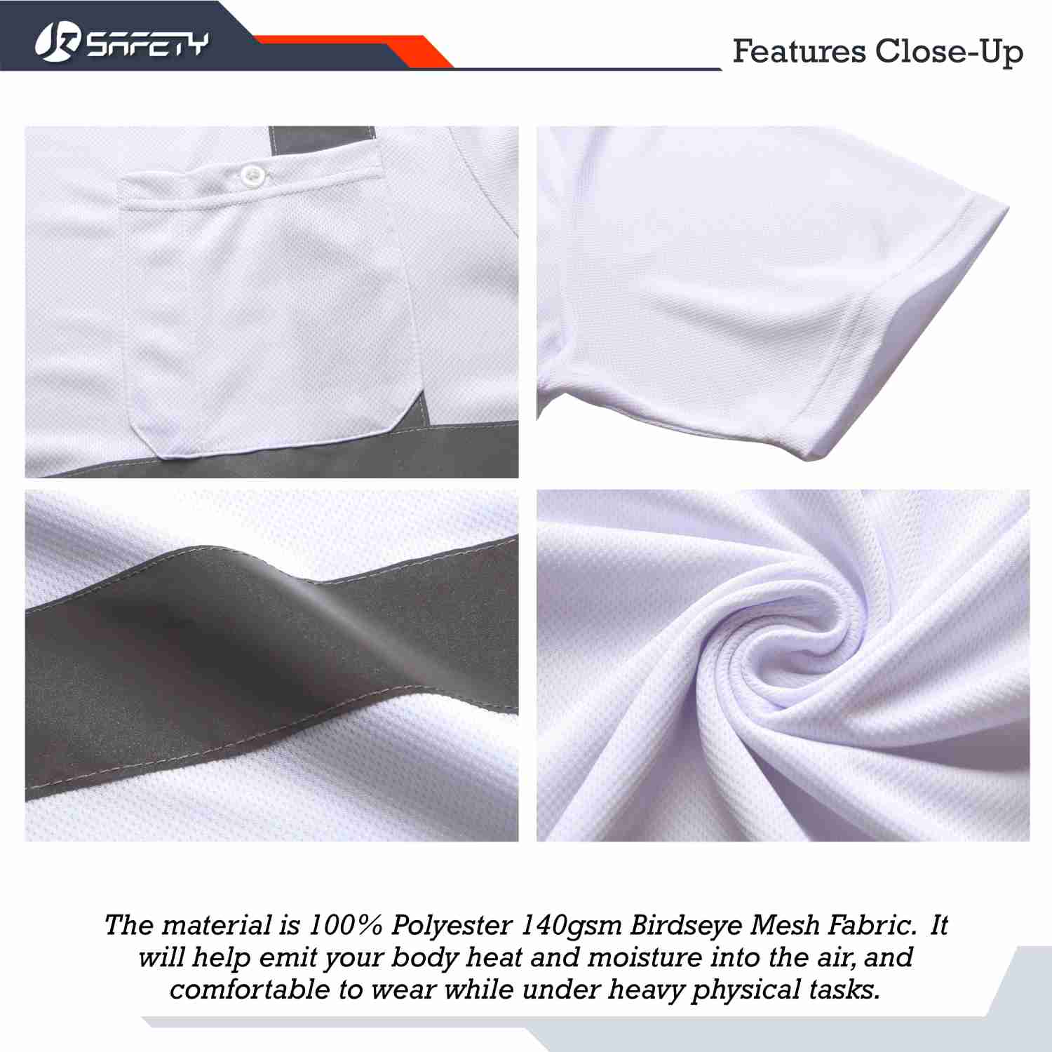 JKSafety Hi-Vis Reflective Safety Shirt Short Sleeve, Crew Neck (JKT077)