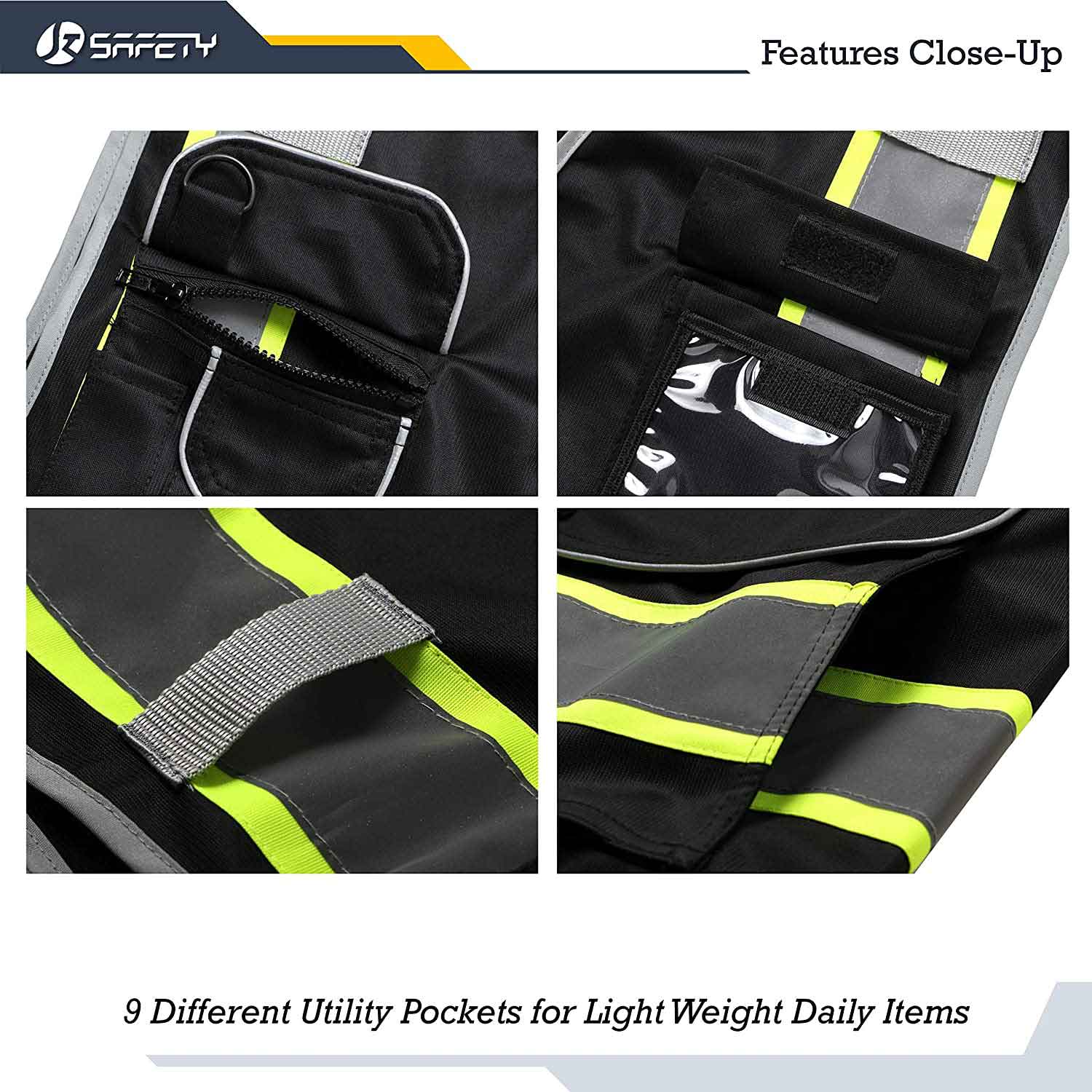 JKSafety 9 Pockets Two-Tone Hi-Vis Reflective Safety Vest (JK901)