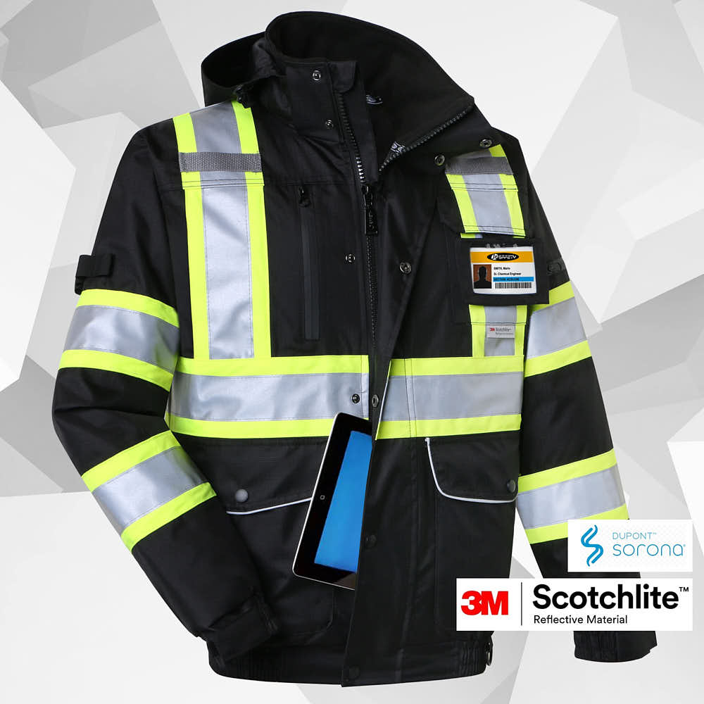 JKSafety 10 Pockets Waterproof Hi-Vis Reflective Winter Bomber Jacket (JK118)