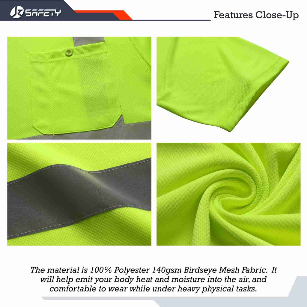 JKSafety Hi-Vis Reflective Safety Shirt Short Sleeve, Crew Neck (JKT077)