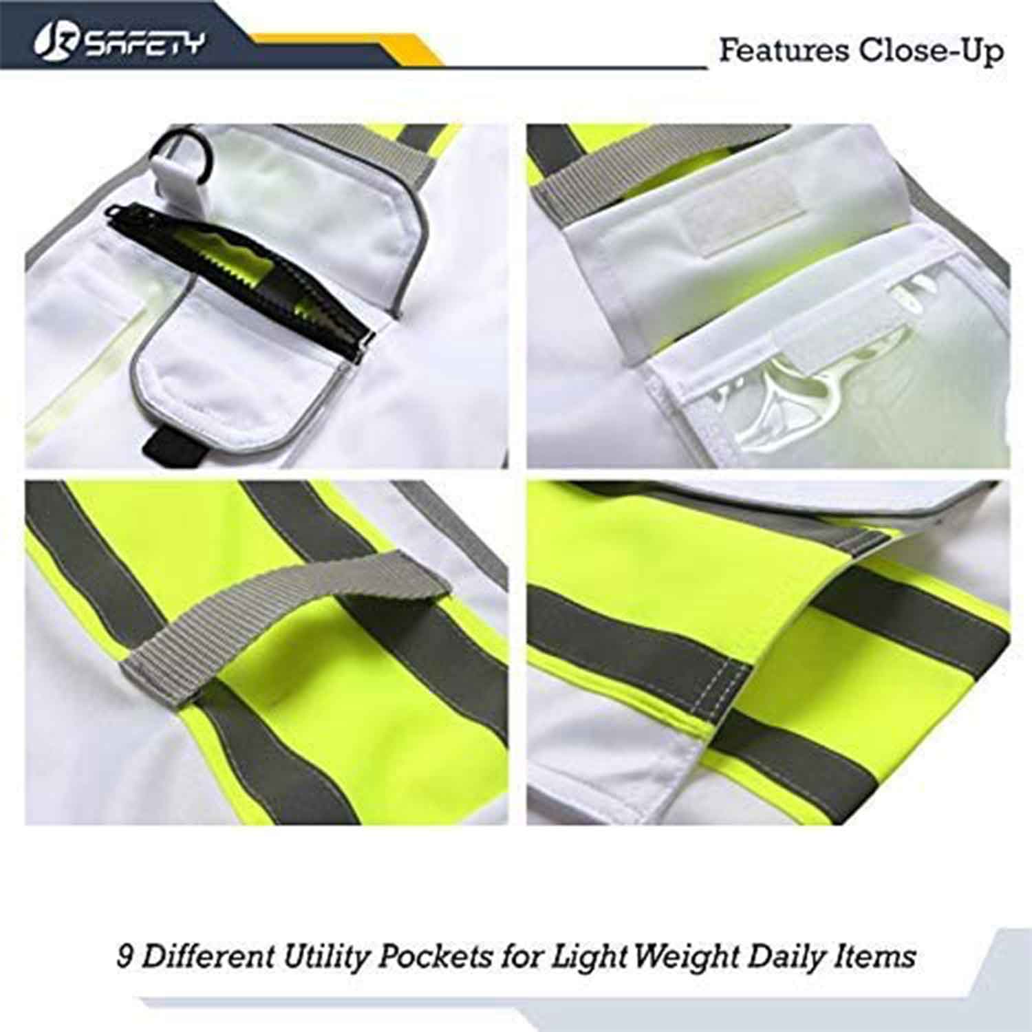 JKSafety 9 Pockets Two-Tone Hi-Vis Reflective Safety Vest (JK901)