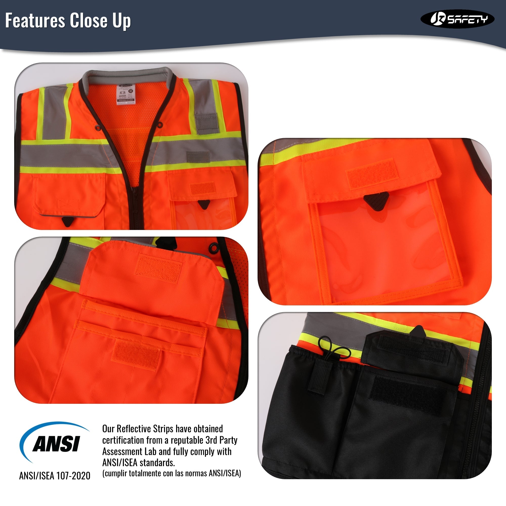 JKSafety Heavy Duty Reflective Surveyor Safety Vest Cushioned Collar (JK188)