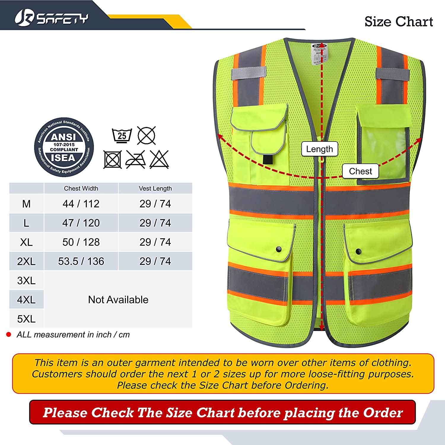 JKSafety 9 Pockets Mesh Two-Tone Hi-Vis Reflective Safety Vest, FAA Drone Pilot (JK100-FAA)