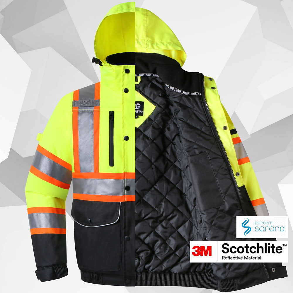 JKSafety 10 Pockets Waterproof Hi-Vis Reflective Winter Bomber Jacket (JK118)