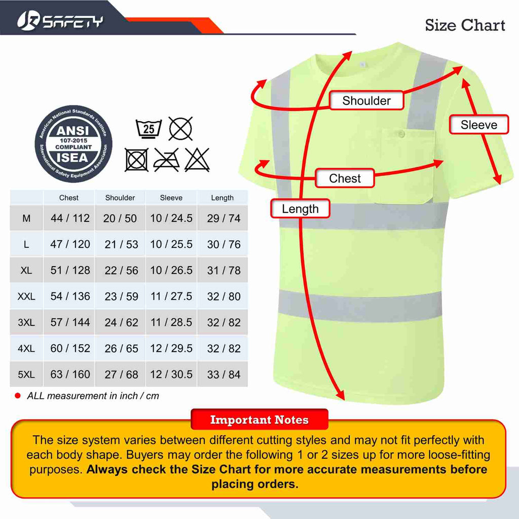 JKSafety Hi-Vis Reflective Safety Shirt Short Sleeve, Crew Neck (JKT077)