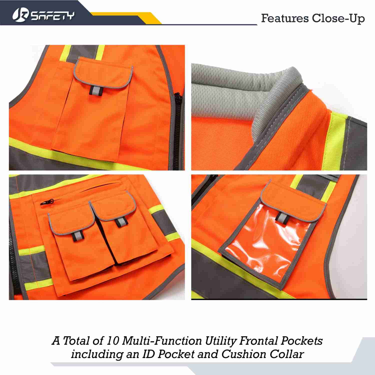 JKSafety 10 Pockets Two-Tone Hi-Vis Reflective Safety Vest (JK089)