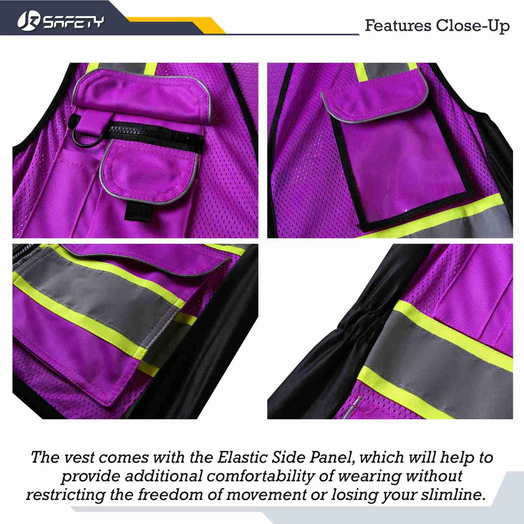 JKSafety 9 Pockets Women Mesh Two-Tone Hi-Vis Reflective Safety Vest (JK168)