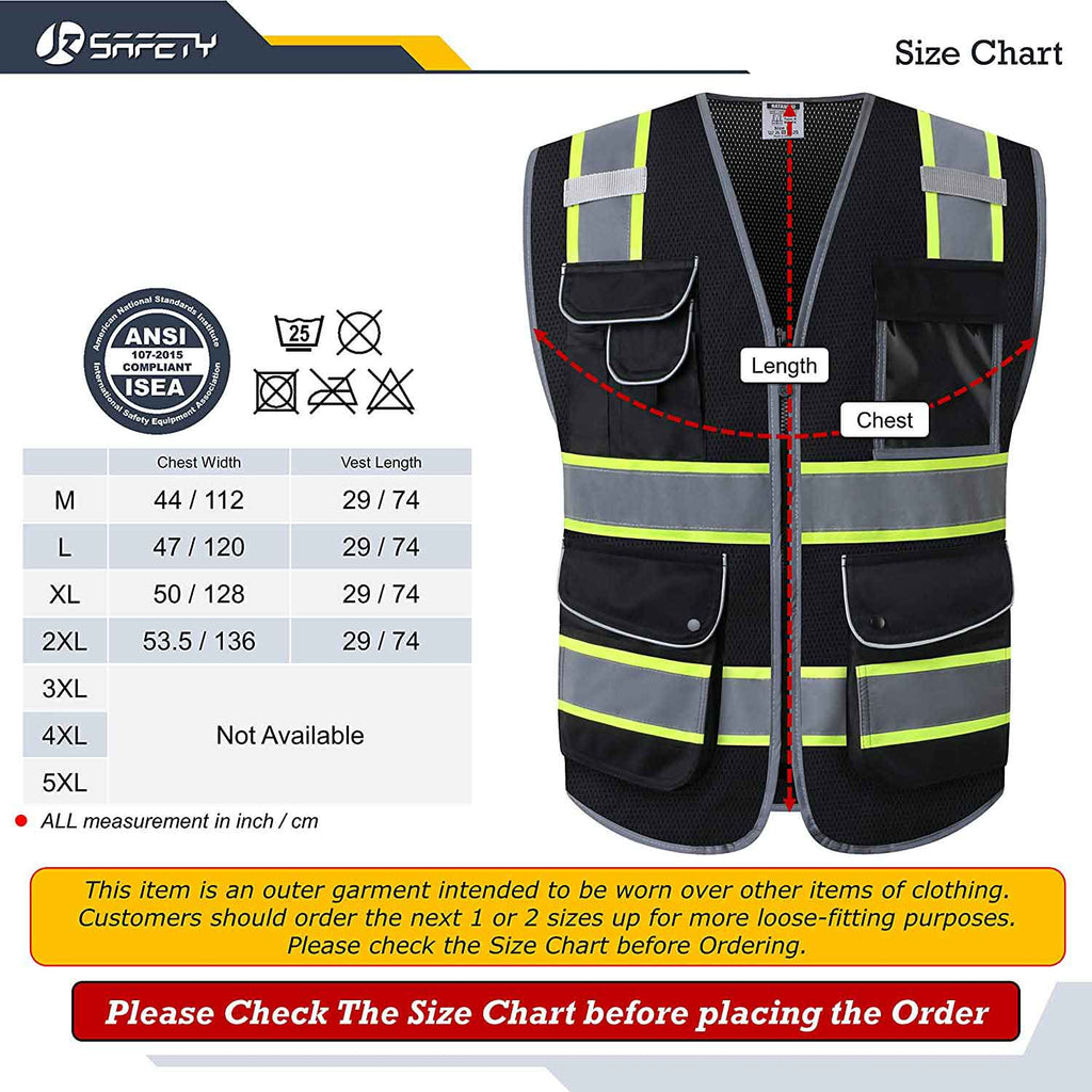 JKSafety 9 Pockets Mesh Two-Tone Hi-Vis Reflective Safety Vest, FAA Drone Pilot (JK100-FAA)