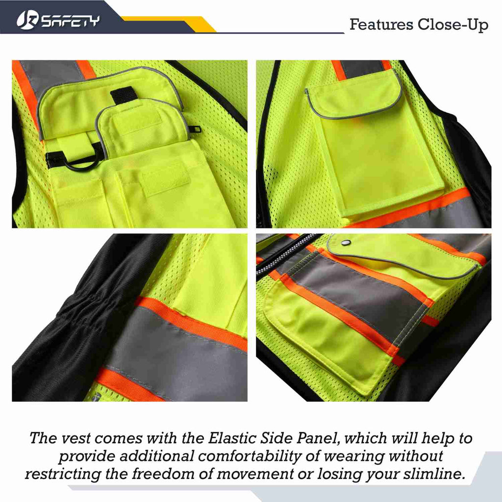 JKSafety 9 Pockets Women Mesh Two-Tone Hi-Vis Reflective Safety Vest (JK168)