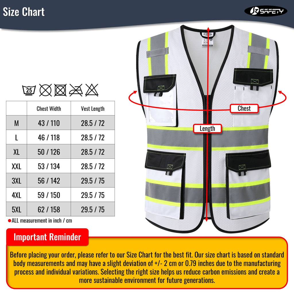 JKSafety 8 Pockets Two-Tone Mesh Hi-Vis Reflective Safety Vests (JK220)