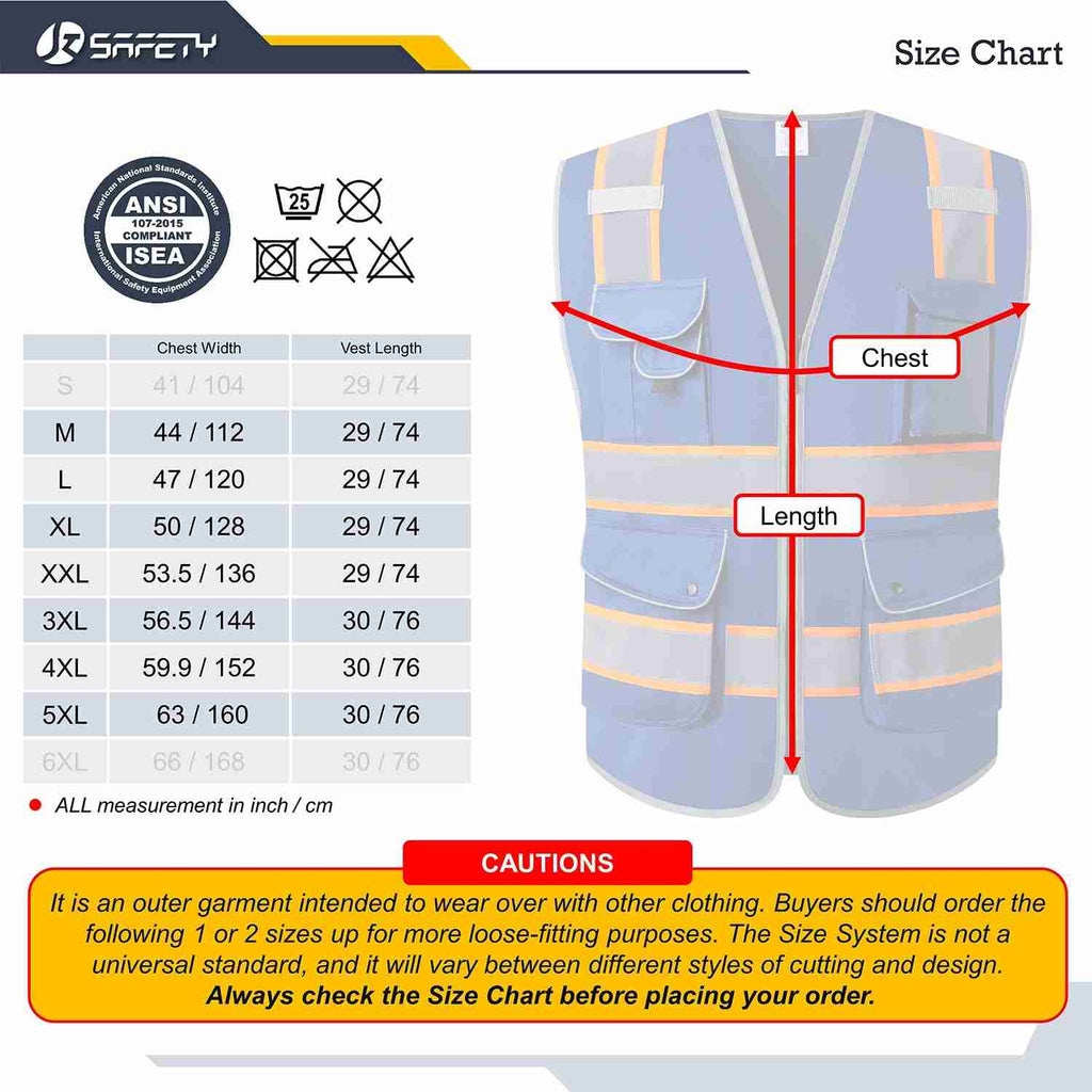 JKSafety 9 Pockets Two-Tone Hi-Vis Reflective Safety Vest (JK901)