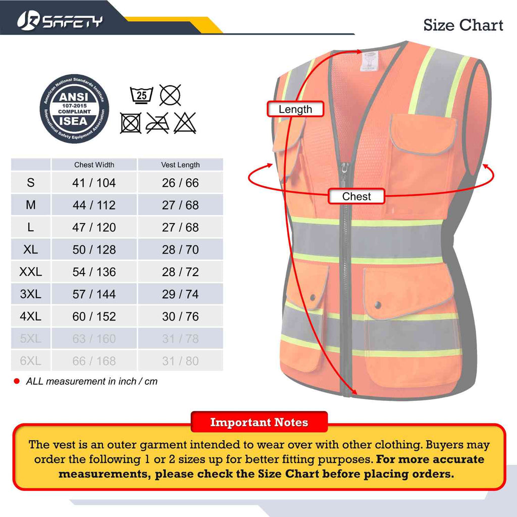 JKSafety 9 Pockets Women Mesh Two-Tone Hi-Vis Reflective Safety Vest (JK168)