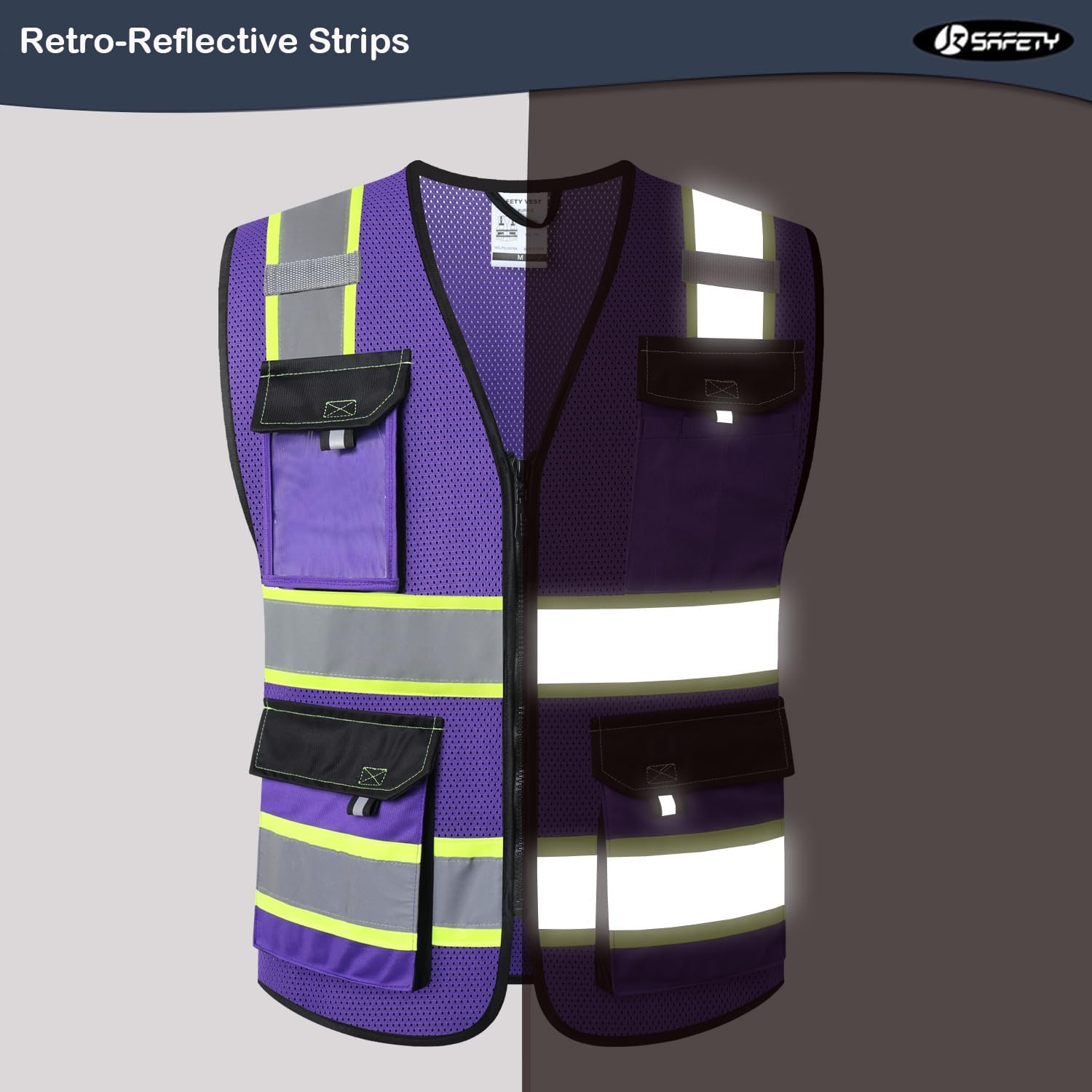 JKSafety 8 Pockets Two-Tone Mesh Hi-Vis Reflective Safety Vests (JK220)