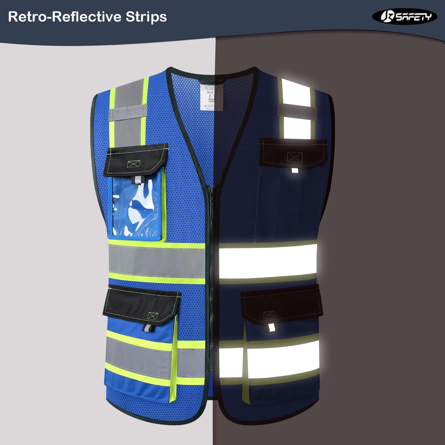 JKSafety 8 Pockets Two-Tone Mesh Hi-Vis Reflective Safety Vests (JK220)