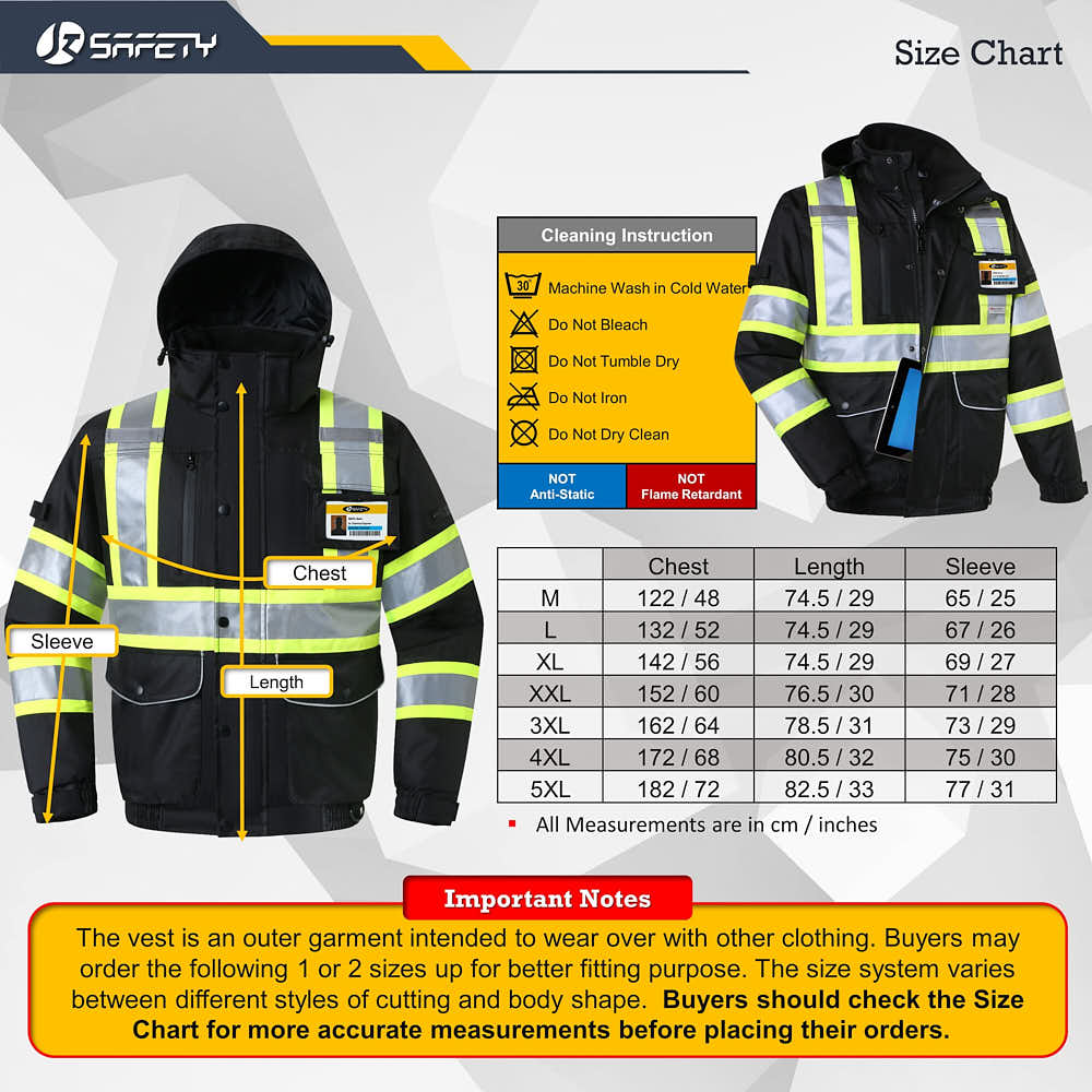 JKSafety 10 Pockets Waterproof Hi-Vis Reflective Winter Bomber Jacket (JK118)