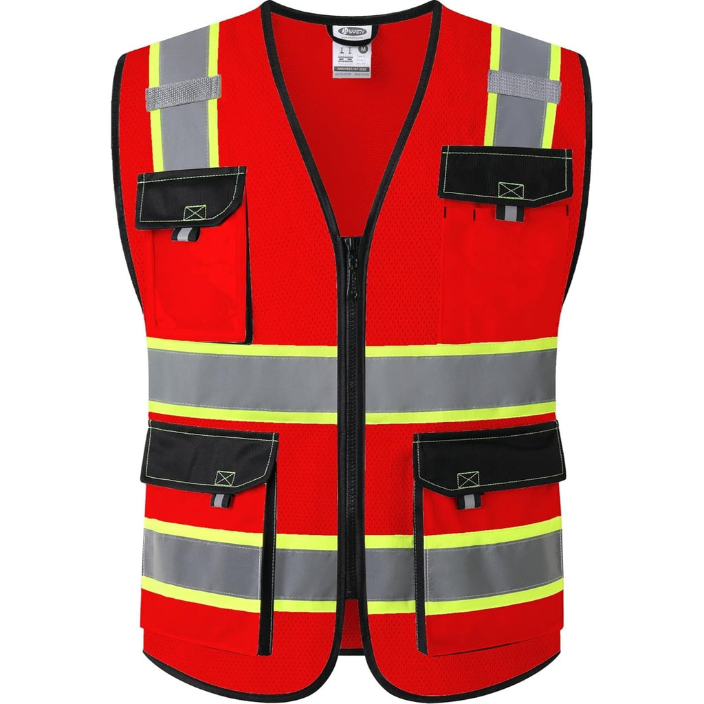 JKSafety 8 Pockets Two-Tone Mesh Hi-Vis Reflective Safety Vests (JK220)