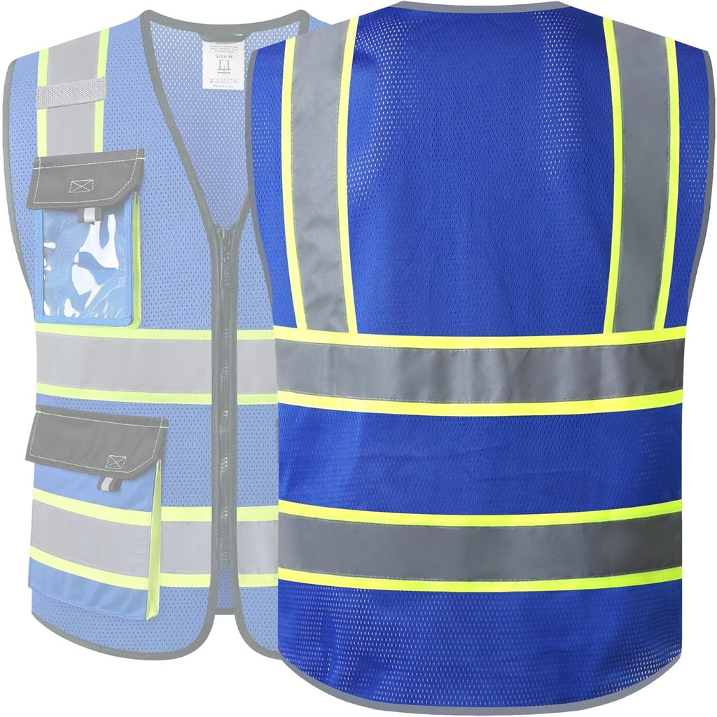 JKSafety 8 Pockets Two-Tone Mesh Hi-Vis Reflective Safety Vests (JK220)