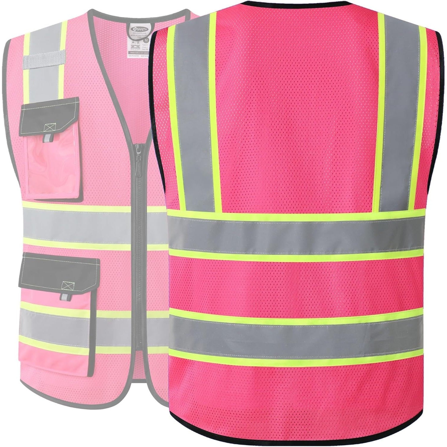 JKSafety 8 Pockets Two-Tone Mesh Hi-Vis Reflective Safety Vests (JK220)
